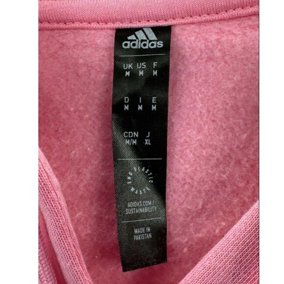 NWT Adidas Men’s Logo Fleece Hoodie Pink/White, Medium - Men's Athletic Fleece - Picture 6 of 9